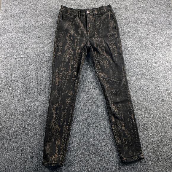 Express Jeans Womens 4R Black Brown Skinny High Rise Stretch Denim Acid Wash - Picture 1 of 14